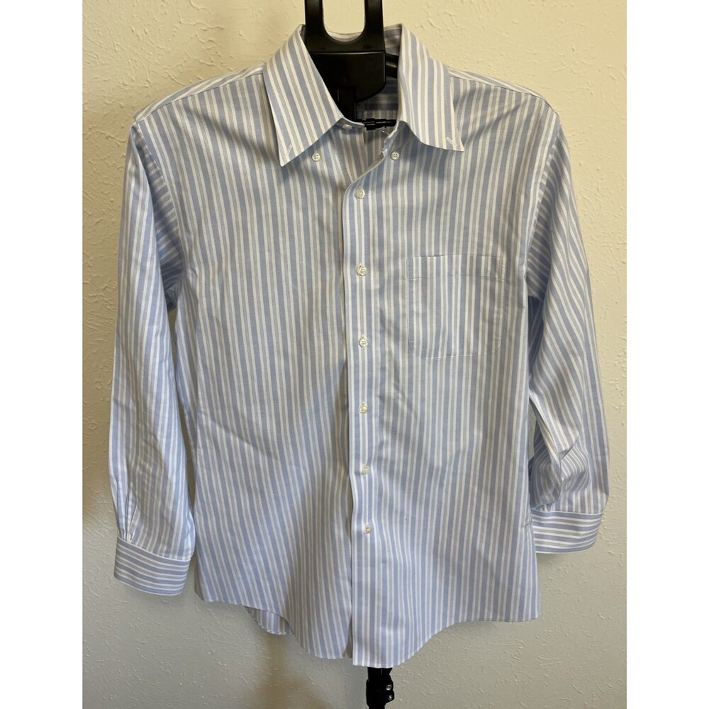 BROOKS BROTHERS Men's Classic Wrinkle Free Shirt White Striped Size 15.5 /33